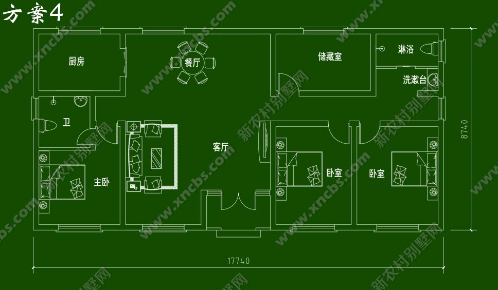 一层房子外观效果图 18米长方形单层房屋户型设计图