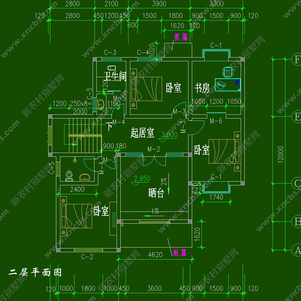 二层带独立小院农村房屋 乡村围合院房子设计效果图