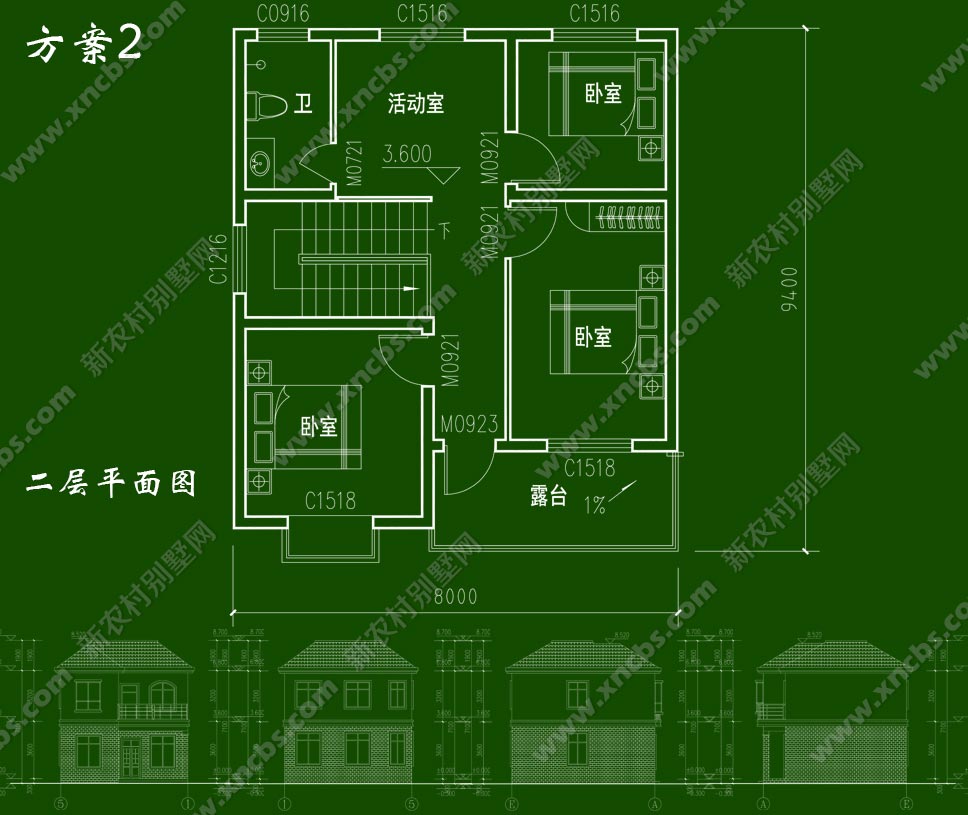 户型紧凑,布局合理的两层自建房设计图