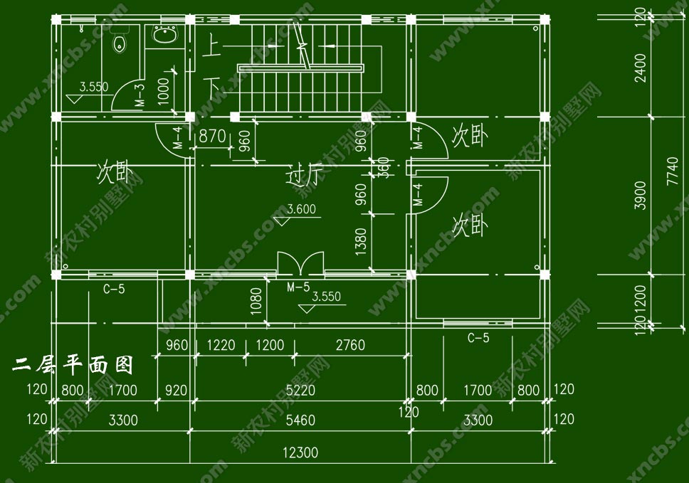 长方形农村房屋户型设计平面图及建施图