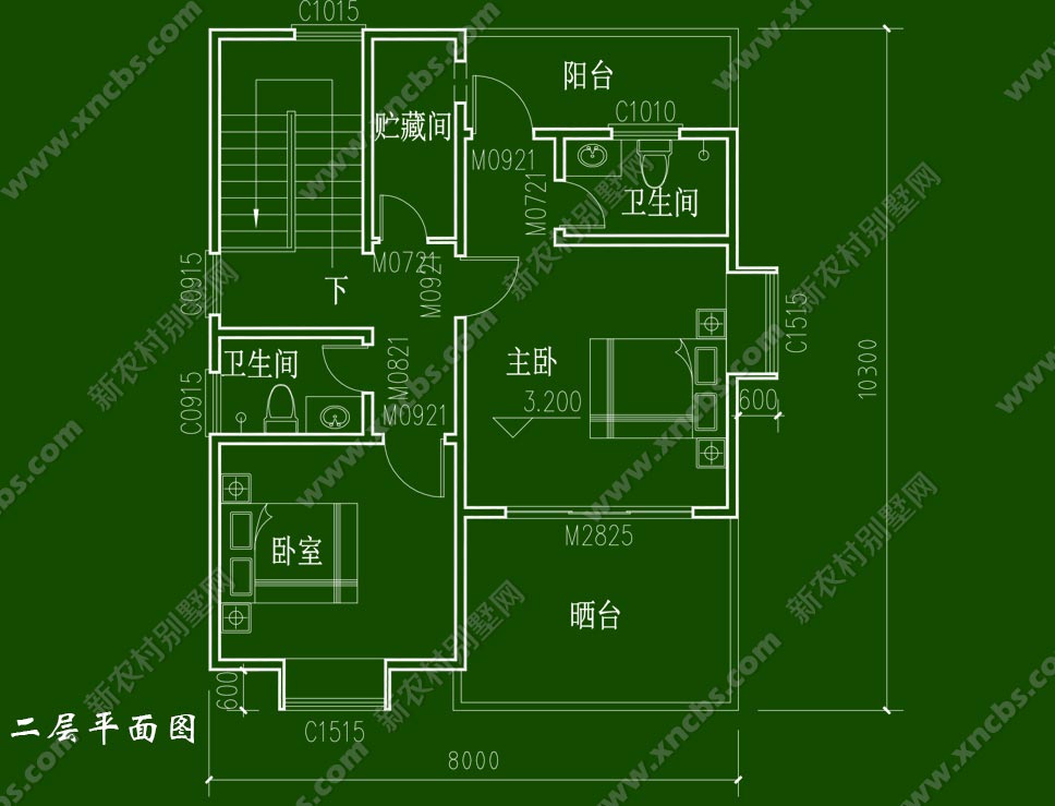 农村自建二层房屋设计图带门廊,落地窗及大露台