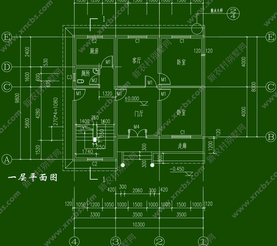 村莊自建普通二層小房子外觀圖