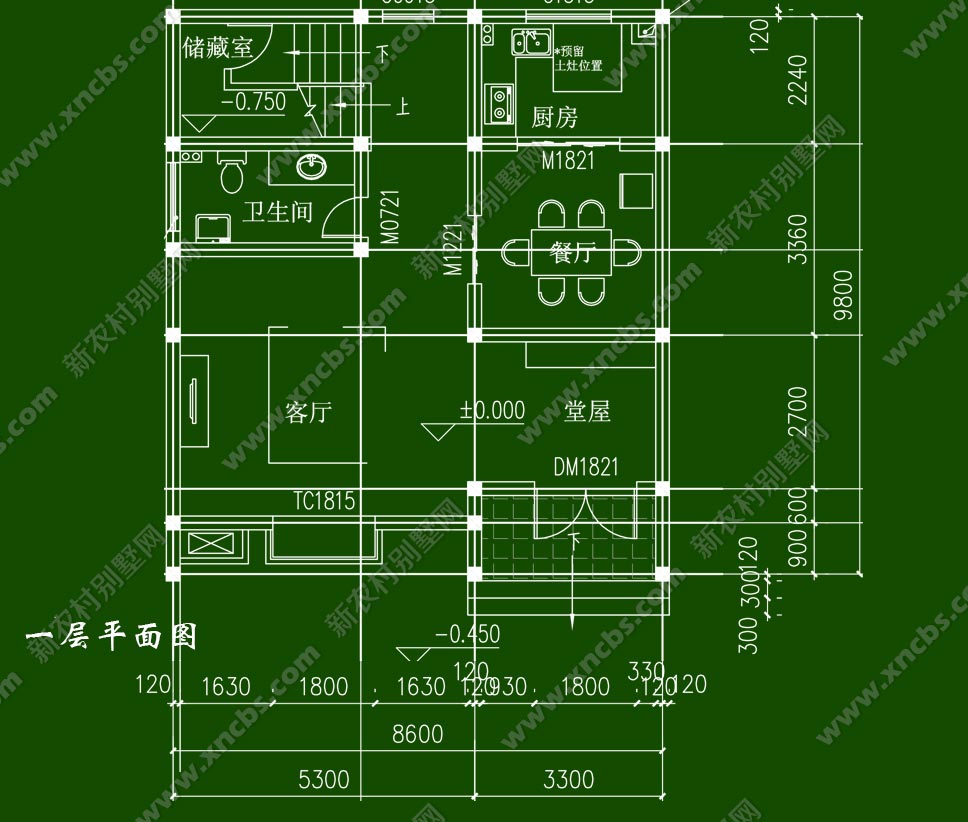 這棟三層鄉村聯排房屋設計圖的開間,進深都不足10米,但房子內部設計